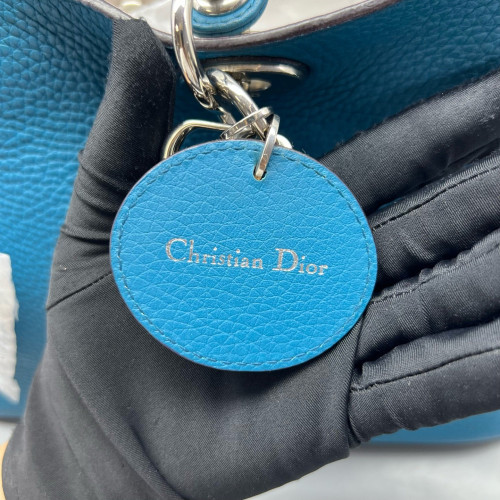 Dior Medium Diorissimo Tote Grained Calfskin Blue