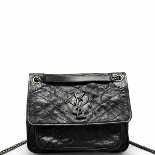 Yves Saint Laurent Medium Niki Chain Pull Up Leather Black