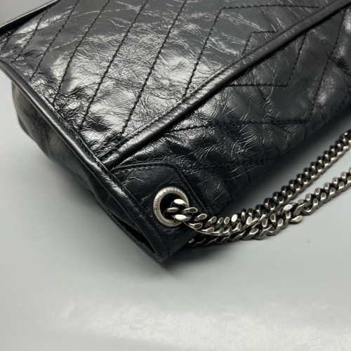 Yves Saint Laurent Medium Niki Chain Pull Up Leather Black