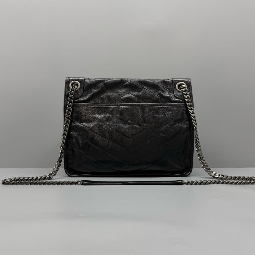 Yves Saint Laurent Medium Niki Chain Pull Up Leather Black
