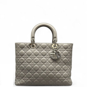 Dior Large Lady Dior Calfskin Grey