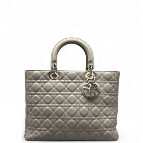 Dior Large Lady Dior Calfskin Grey