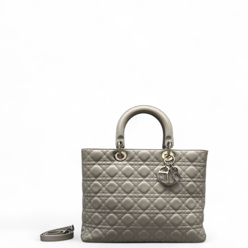 Dior Large Lady Dior Calfskin Grey