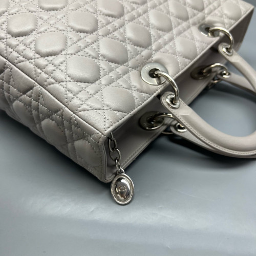 Dior Large Lady Dior Calfskin Grey
