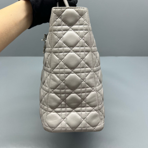 Dior Large Lady Dior Calfskin Grey