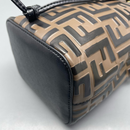 Fendi Mini Mon Tresor Bucket Embossed FF Brown Black Fendi Mini Mon Tresor Bucket Embossed FF Brown Black