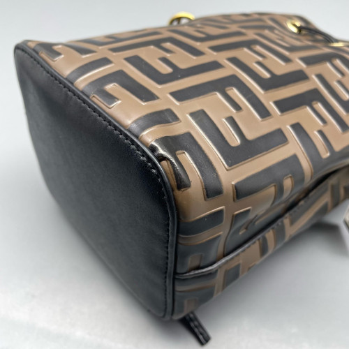Fendi Mini Mon Tresor Bucket Embossed FF Brown Black Fendi Mini Mon Tresor Bucket Embossed FF Brown Black