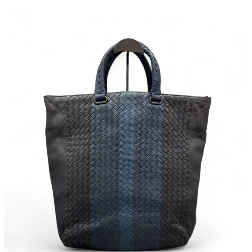 Bottega Veneta Tote Bag Calfskin Intrecciato Blue Black