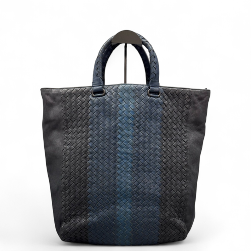 Bottega Veneta Tote Bag Calfskin Intrecciato Blue Black