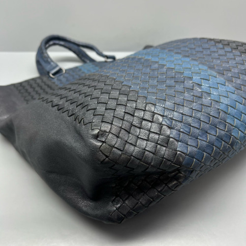 Bottega Veneta Tote Bag Calfskin Intrecciato Blue Black