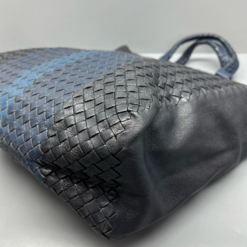 Bottega Veneta Tote Bag Calfskin Intrecciato Blue Black