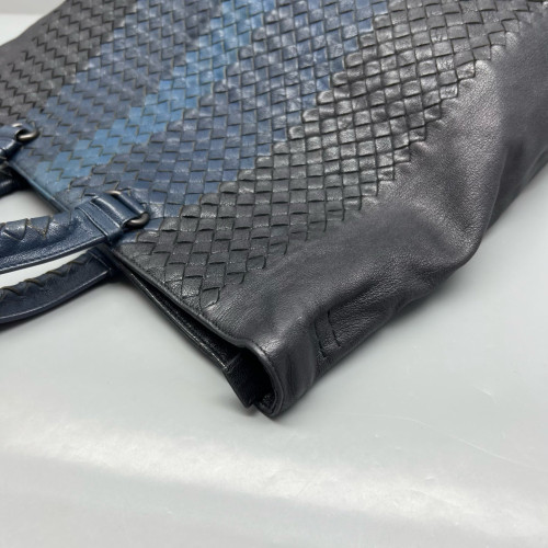 Bottega Veneta Tote Bag Calfskin Intrecciato Blue Black