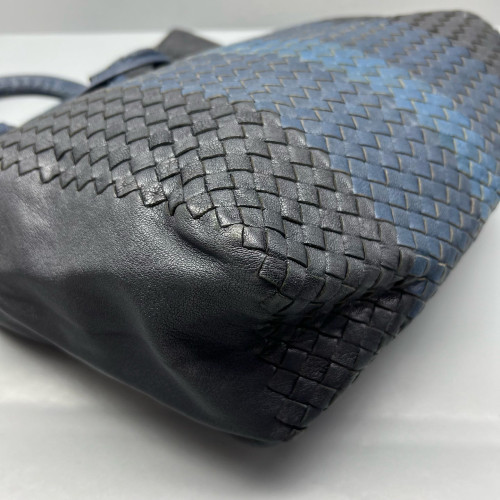 Bottega Veneta Tote Bag Calfskin Intrecciato Blue Black