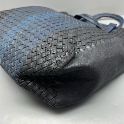 Bottega Veneta Tote Bag Calfskin Intrecciato Blue Black