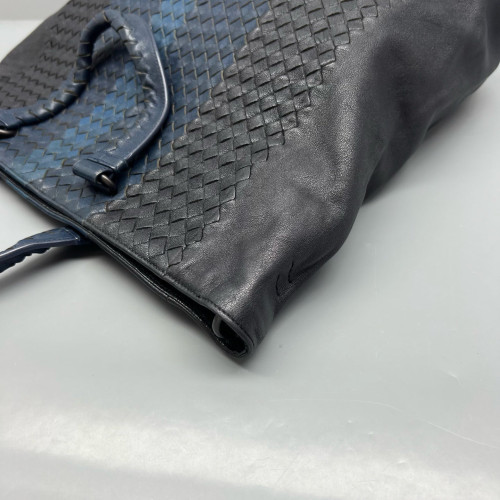 Bottega Veneta Tote Bag Calfskin Intrecciato Blue Black