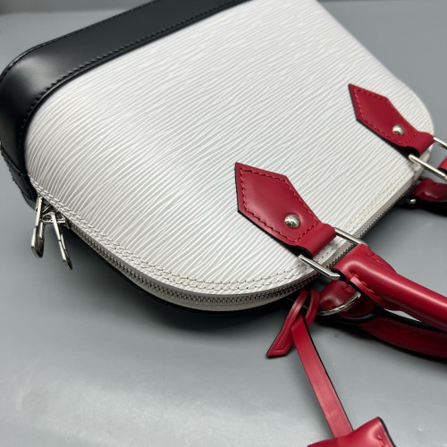 Louis Vuitton Alma BB Epi White Black Red
