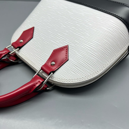 Louis Vuitton Alma BB Epi White Black Red