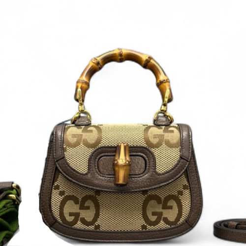 Gucci Bamboo 1947 Mini Monogram Jumbo GG Brown Beige
