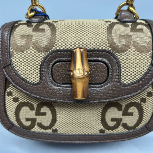 Gucci Bamboo 1947 Mini Monogram Jumbo GG Brown Beige