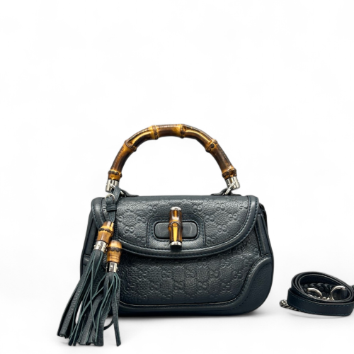Gucci Bamboo Bamboo 1947 Medium Guccissima Dark Blue