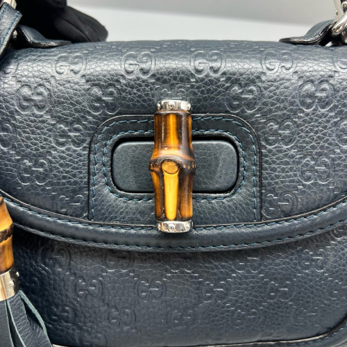 Gucci Bamboo Bamboo 1947 Medium Guccissima Dark Blue