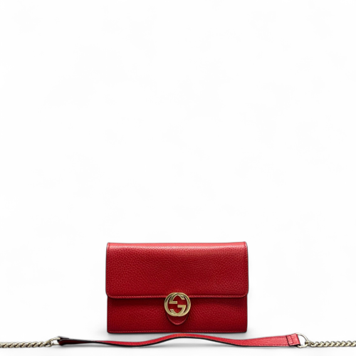 Gucci Interlocking G Chain Wallet Calfskin Red
