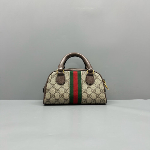 Gucci Ophidia Web Boston Bag GG Supreme Monogram Beige Ebony