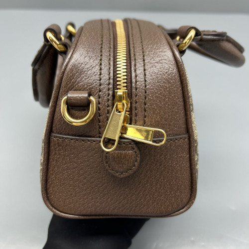 Gucci Ophidia Web Boston Bag GG Supreme Monogram Beige Ebony