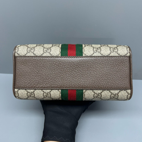 Gucci Ophidia Web Boston Bag GG Supreme Monogram Beige Ebony