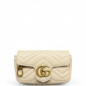 Gucci Matelasse Super Mini GG Marmont Calfskin White