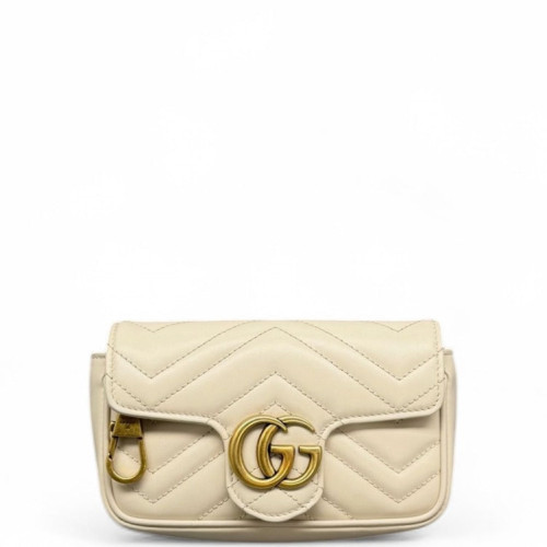 Gucci Matelasse Super Mini GG Marmont Calfskin White