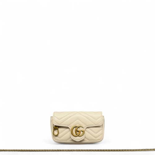 Gucci Matelasse Super Mini GG Marmont Calfskin White