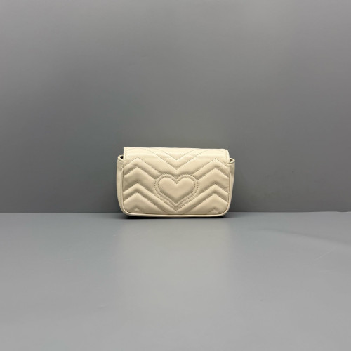 Gucci Matelasse Super Mini GG Marmont Calfskin White