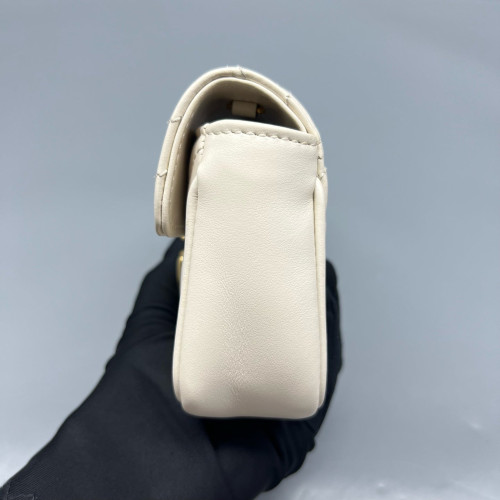Gucci Matelasse Super Mini GG Marmont Calfskin White