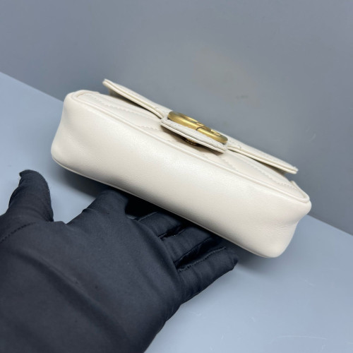 Gucci Matelasse Super Mini GG Marmont Calfskin White