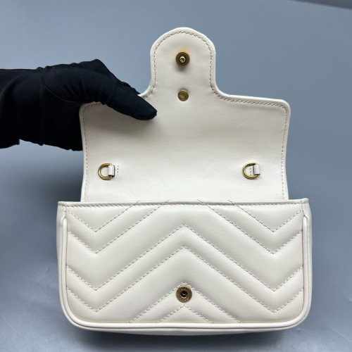 Gucci Matelasse Super Mini GG Marmont Calfskin White