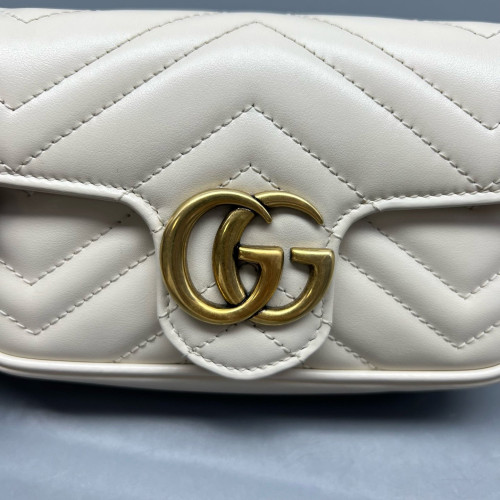 Gucci Matelasse Super Mini GG Marmont Calfskin White