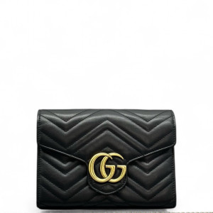 Gucci Matelasse GG Marmont Chain Wallet Calfskin Black