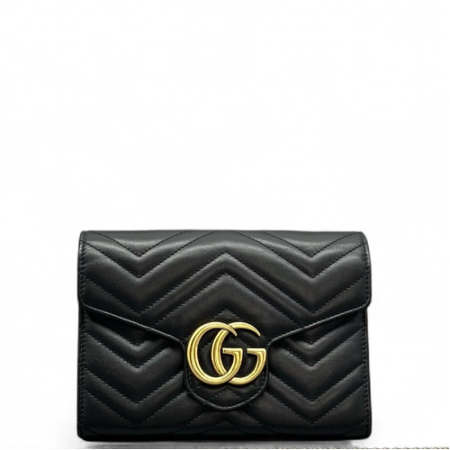 Gucci Matelasse GG Marmont Chain Wallet Calfskin Black