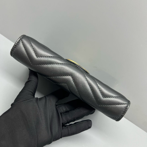 Gucci Matelasse GG Marmont Chain Wallet Calfskin Black