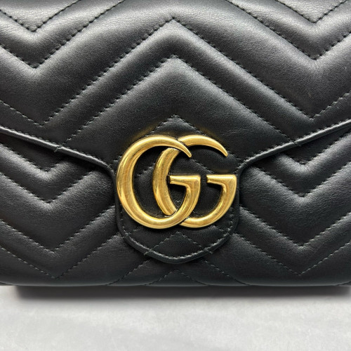 Gucci Matelasse GG Marmont Chain Wallet Calfskin Black