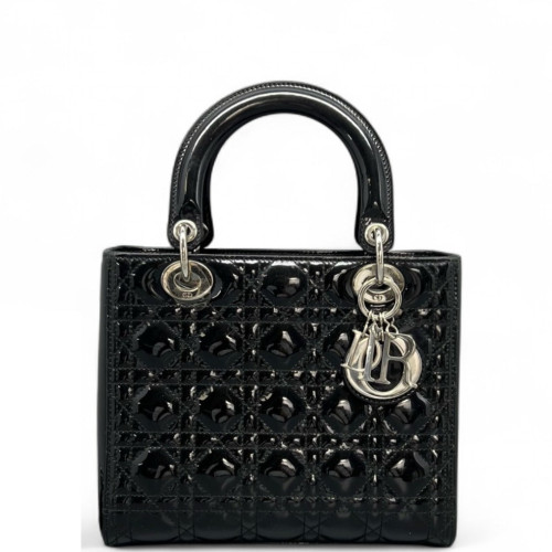 Dior Medium Lady Dior Patent Calfskin Black
