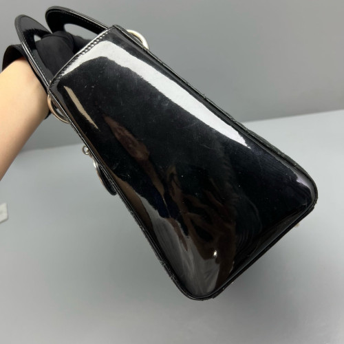Dior Medium Lady Dior Patent Calfskin Black