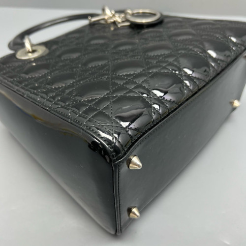 Dior Medium Lady Dior Patent Calfskin Black