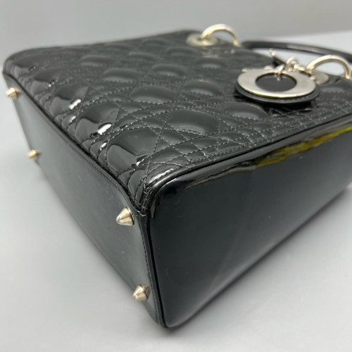 Dior Medium Lady Dior Patent Calfskin Black