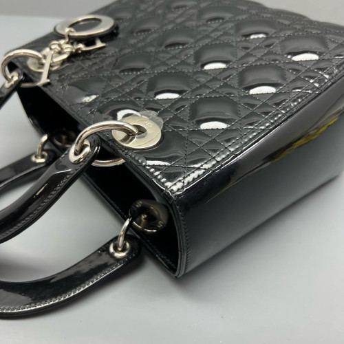 Dior Medium Lady Dior Patent Calfskin Black