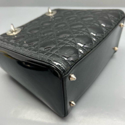 Dior Medium Lady Dior Patent Calfskin Black