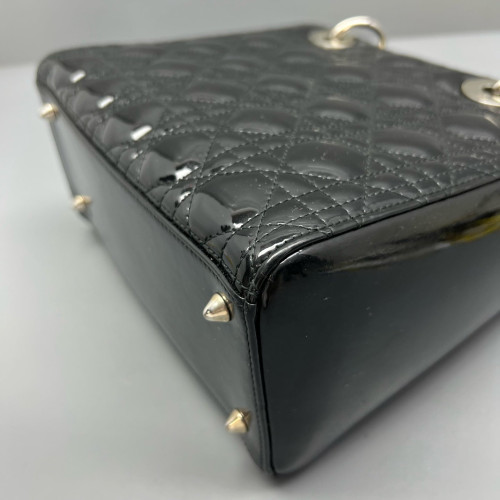 Dior Medium Lady Dior Patent Calfskin Black