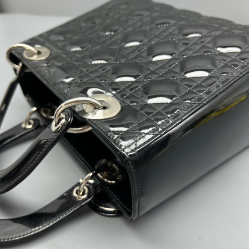 Dior Medium Lady Dior Patent Calfskin Black