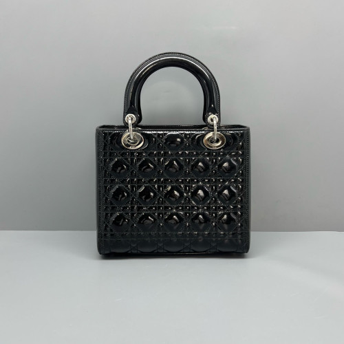 Dior Medium Lady Dior Patent Calfskin Black